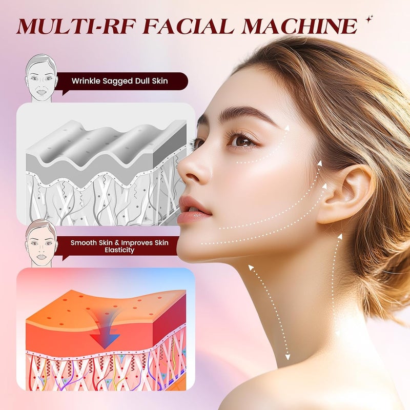 INTEO Microcurren Facial Device, 3 Modes Red Light Therapy for Face and Neck, Skin Care Facial Massager Perfect Gifts for Women Men(Gold) - Image 3